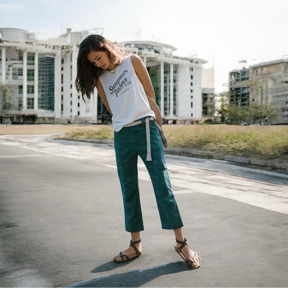 Anthropologie Women’s Austin Camo High Rise Cargo Cropped Pants In Size 27